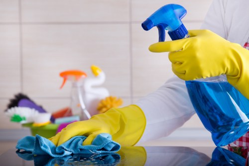 Carpet cleaning technician preparing equipment for a booking