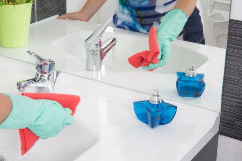 Emergency-ready carpet cleaning workspace with safety precautions in place