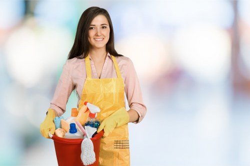 Operative checking cleaning product safety and work area conditions